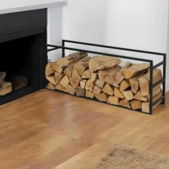 Nordix Houtrek Haardhout Opslag Binnen en Buiten Brandhout Rek Zwart 100x25x40cm Discount