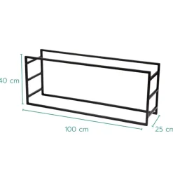 Nordix Houtrek Haardhout Opslag Binnen en Buiten Brandhout Rek Zwart 100x25x40cm Discount