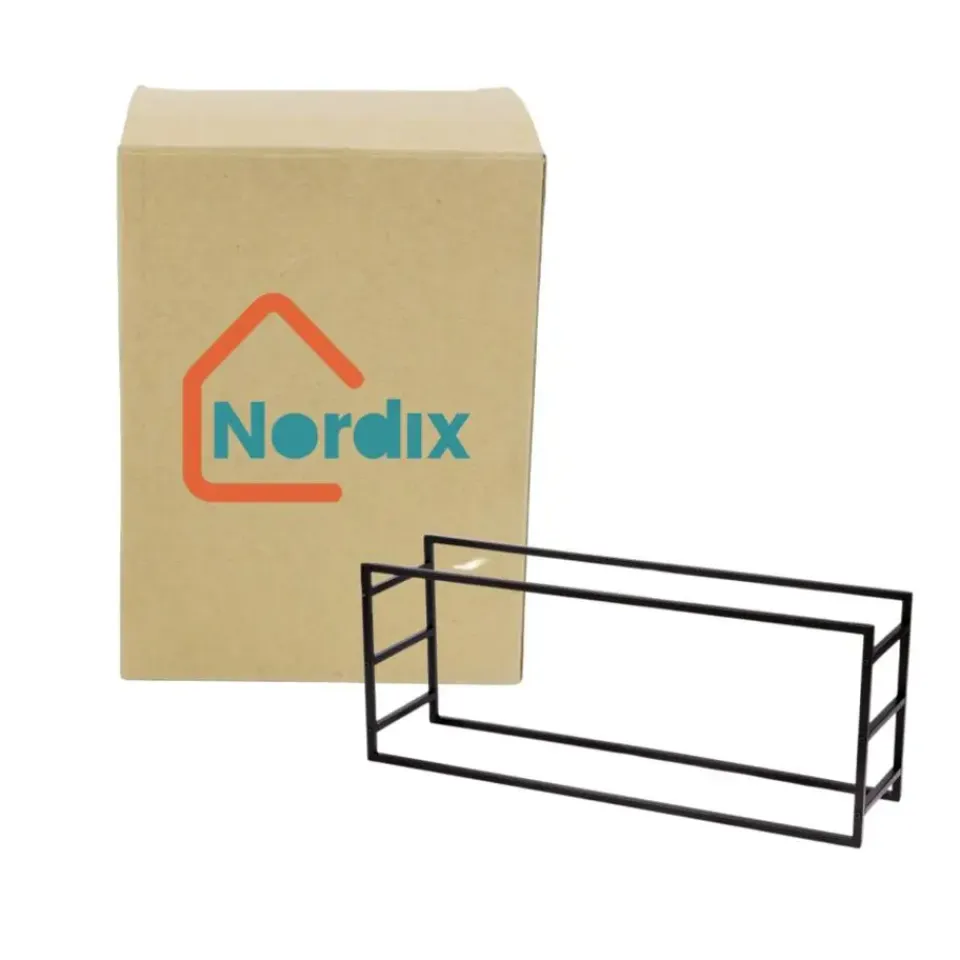 Nordix Houtrek Haardhout Opslag Binnen en Buiten Brandhout Rek Zwart 100x25x40cm Discount