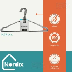 Nordix Kledinghangers set 150 stuks Metaal Draadhanger Kleerhangers Sale