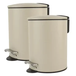 Nordix Pedaalemmer 3 Liter 2 stuks Badkamer Toilet Beige Metaal New