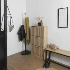 Nordix Schoenenkast met 3 Lades Schoenen Opbergsysteem Bruin Schoenenrek