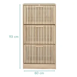 Nordix Schoenenkast met 3 Lades Schoenen Opbergsysteem Bruin Schoenenrek