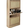 Nordix Schoenenkast met 3 Lades Schoenen Opbergsysteem Rotan Bruin Hout Clearance