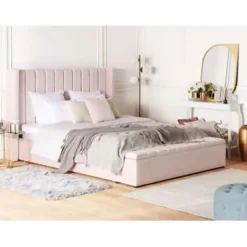 Beliani NOYERS - Bed met opbergruimte - Roze - 160 x 200 cm - Fluweel Discount