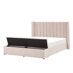 Beliani NOYERS - Bed met opbergruimte - Roze - 160 x 200 cm - Fluweel Discount