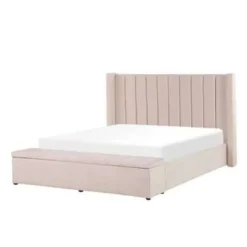 Beliani NOYERS - Bed met opbergruimte - Roze - 160 x 200 cm - Fluweel Discount