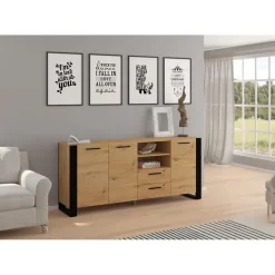 Homlando NUKA D dressoir 197 cm zwart artisan eiken Online