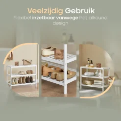 O'DADDY Bamboe Schoenenrek - 3 Laags - Voor 12 Paar - Wit - 70x26x55 cm Hot