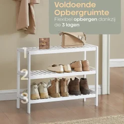 O'DADDY Bamboe Schoenenrek - 3 Laags - Voor 12 Paar - Wit - 70x26x55 cm Hot