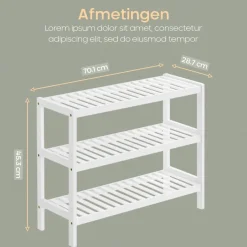 O'DADDY Bamboe Schoenenrek - 3 Laags - Voor 12 Paar - Wit - 70x26x55 cm Hot