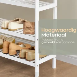 O'DADDY Bamboe Schoenenrek - 3 Laags - Voor 12 Paar - Wit - 70x26x55 cm Hot
