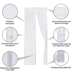 O'DADDY O’DADDY Deurgordijn – Vliegengordijn Magnetisch - 92x230cm – hor Wit Best