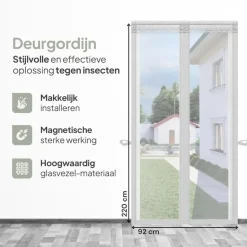 O'DADDY Deurgordijn Deluxe FIBER 92x220 - Magnetisch Vliegengordijn Wit Clearance