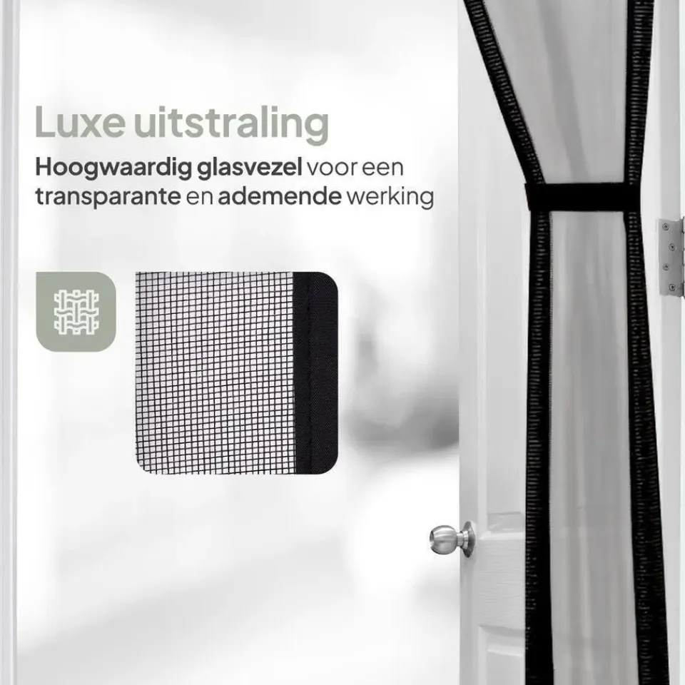 O'DADDY Deurgordijn Deluxe FIBER - Magnetisch Vliegengordijn 100x260 Zwart Best