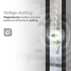 O'DADDY Deurgordijn Deluxe FIBER - Magnetisch Vliegengordijn 92x210 Zwart Hot