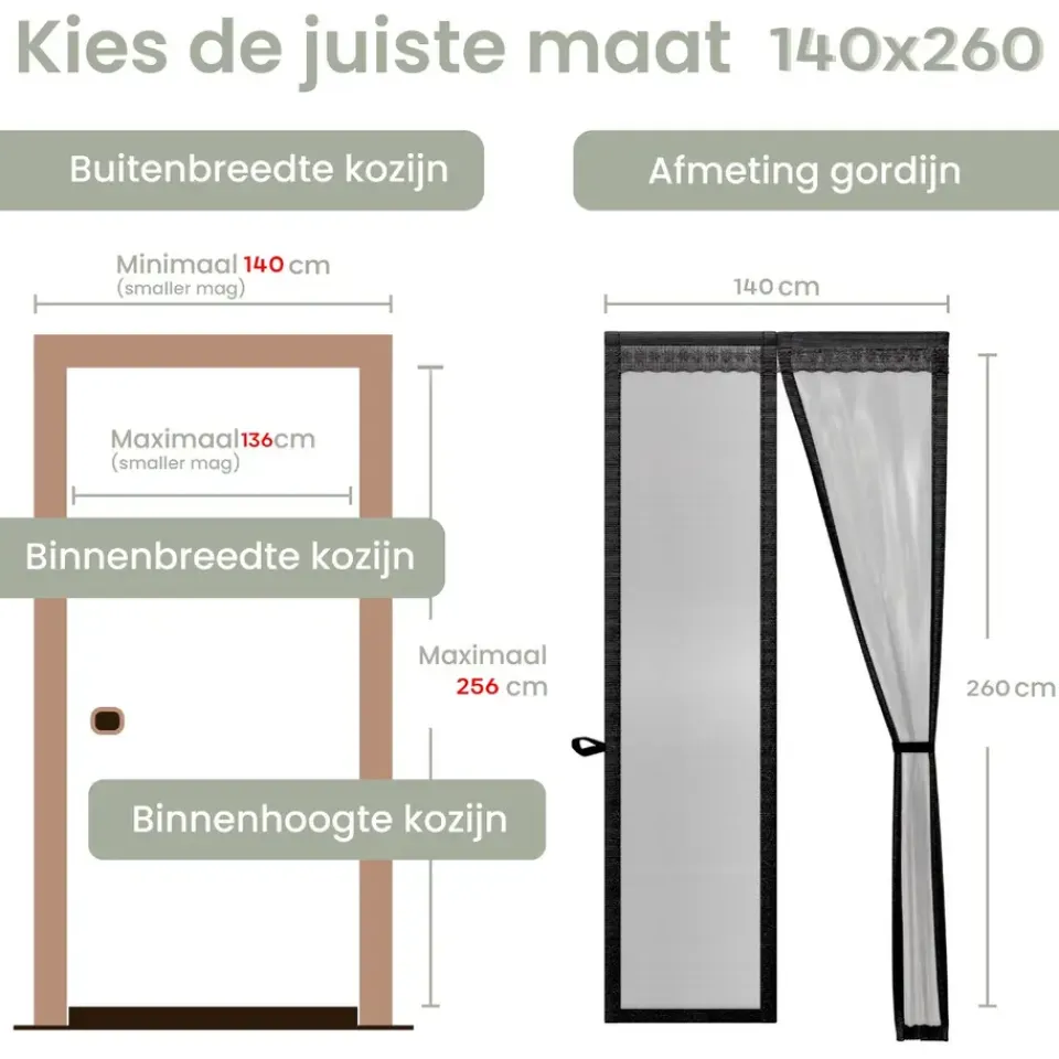 O'DADDY Deurgordijn Deluxe FIBER - Magnetisch Vliegengordijn 140x260 Zwart Hot