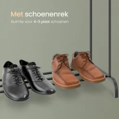 O'DADDY Dubbel Kledingrek Metaal Zwart met Schoenenrek 110x54x(130-150)cm