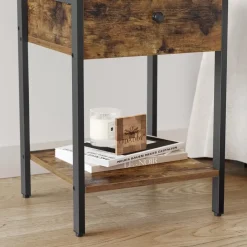 O'DADDY Industrieel Nachtkastje met Lade - 40x40x55 cm - Modern Bruin Clearance