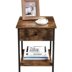 O'DADDY Industrieel Nachtkastje met Lade - 40x40x55 cm - Modern Bruin Clearance