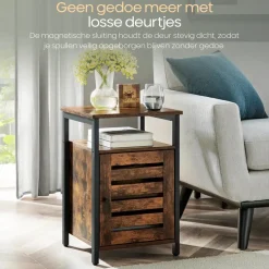 O'DADDY Industrieel Nachtkastje met Deur - 40x40x60 cm - Modern Bruin New