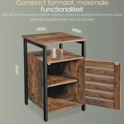 O'DADDY Industrieel Nachtkastje met Deur - 40x40x60 cm - Modern Bruin New