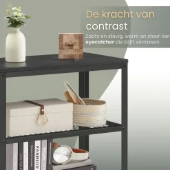 O'DADDY Industriële Wandtafel - 2 Gaasplanken - 60x30x60 cm - Zwart Sale