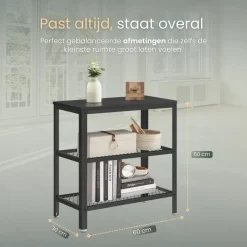 O'DADDY Industriële Wandtafel - 2 Gaasplanken - 60x30x60 cm - Zwart Sale