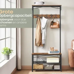 O'DADDY O’DADDY Kapstok met Schoenenrek – 15 Haken – 2-Laags – 80x32x178,5 cm