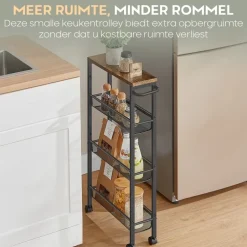 O'DADDY Keukentrolley - Industrieel Design - Bruin Hout/Zwart Metaal New