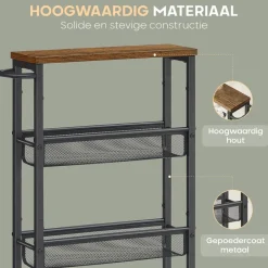 O'DADDY Keukentrolley - Industrieel Design - Bruin Hout/Zwart Metaal New