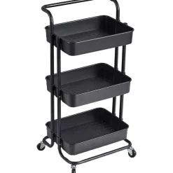 O'DADDY Keukentrolley - Zwart - 3 Lagen - 3 Manden - Verrijdbaar Best