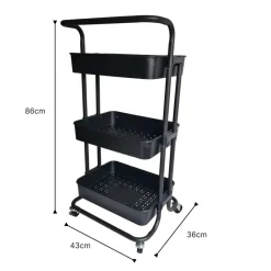 O'DADDY Keukentrolley - Zwart - 3 Lagen - 3 Manden - Verrijdbaar Best