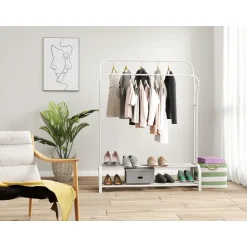O'DADDY Kledingrek met Dubbel Schoenenrek - Wit - 110x33x(137-157) cm New