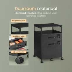 O'DADDY Ladekast - Nachtkastje - 44x42x69 cm - Zwart - Mobiel en Duurzaam Sale