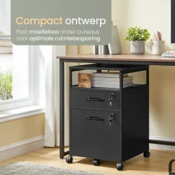 O'DADDY Ladekast - Nachtkastje - 44x42x69 cm - Zwart - Mobiel en Duurzaam Sale