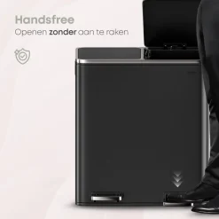 O'DADDY O’DADDY Prullenbak 60L - 2 Vakken - Voetbediening - Soft-Close - Zwart Discount