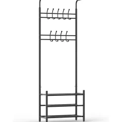 O'DADDY Staande Kapstok met Schoenenrek - Zwart Metaal Outlet