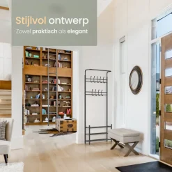 O'DADDY Staande Kapstok met Schoenenrek - Zwart Metaal Outlet