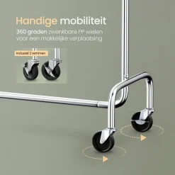 O'DADDY Verstelbaar Kledingrek op Wieltjes - Stabiel tot 130 kg - Zilver Clearance