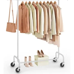 O'DADDY Verstelbaar Kledingrek op Wielen - 130 Kg Draagvermogen - Roestvrij Hot