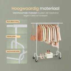 O'DADDY Verstelbaar Kledingrek op Wielen - 130 Kg Draagvermogen - Roestvrij Hot