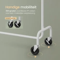 O'DADDY Verstelbaar Kledingrek op Wielen - 130 Kg Draagvermogen - Roestvrij Hot