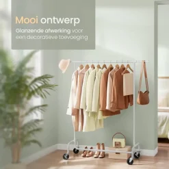 O'DADDY Verstelbaar Kledingrek op Wielen - 130 Kg Draagvermogen - Roestvrij Hot