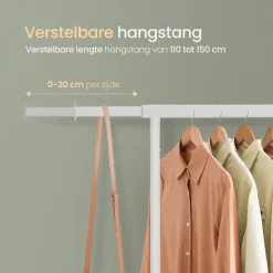 O'DADDY Verstelbaar Kledingrek op Wielen - 130 Kg Draagvermogen - Roestvrij Hot