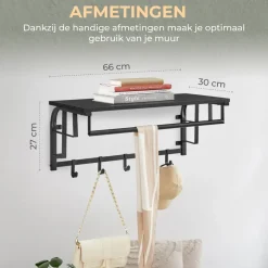 O'DADDY Wandkapstok met 5 Haken - Zwart/Donkergrijs - 66x30x27 cm Sale