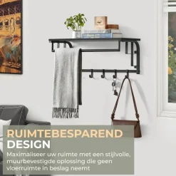 O'DADDY Wandkapstok met 5 Haken - Zwart/Donkergrijs - 66x30x27 cm Sale