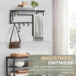 O'DADDY Wandkapstok met 5 Haken - Zwart/Donkergrijs - 66x30x27 cm Sale