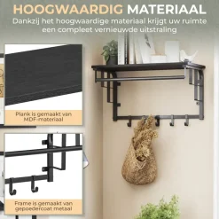 O'DADDY Wandkapstok met 5 Haken - Zwart/Donkergrijs - 66x30x27 cm Sale