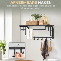 O'DADDY Wandkapstok met 5 Haken - Zwart/Donkergrijs - 66x30x27 cm Sale